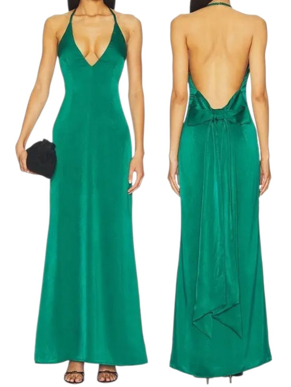NWT $72 MORE TO COME Piper Bow Back Gown Emerald Green XS